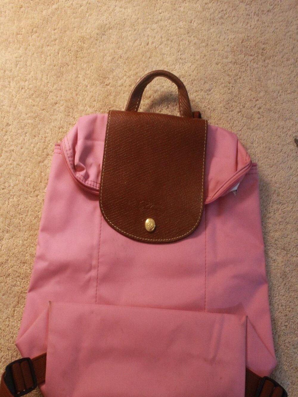 Title: Longchamp Le Pliage Pink Folding Backpack
